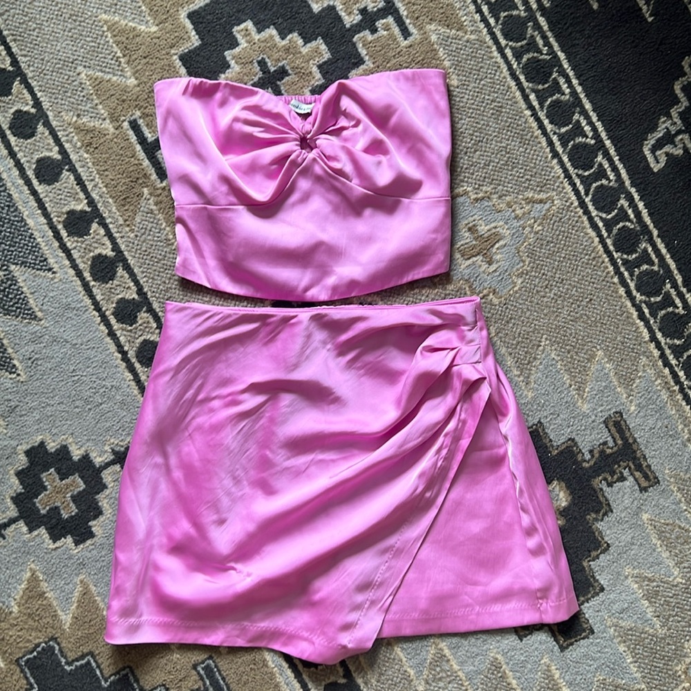 Abercrombie & Fitch Pink Satin Two-Piece Skirt Set